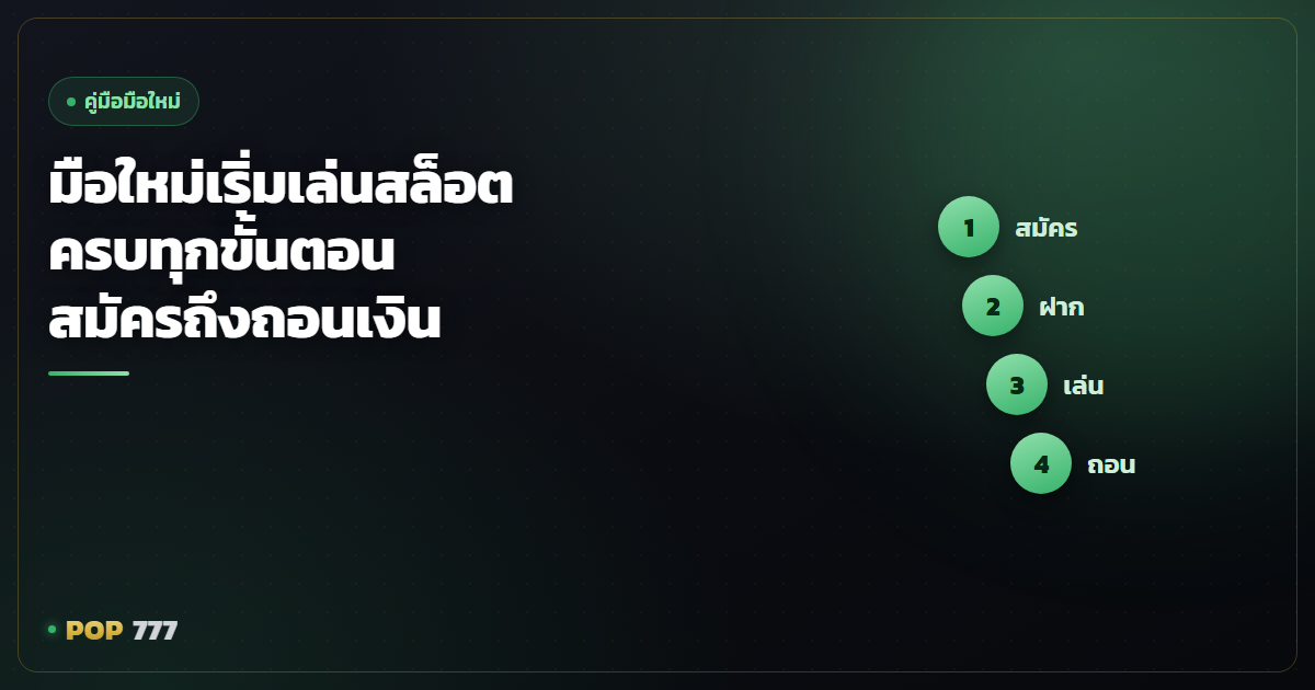 มือใหม่เริ่มเล่นสล็อตออนไลน์ ครบทุกขั้นตอนตั้งแต่สมัครถึงถอนเงิน