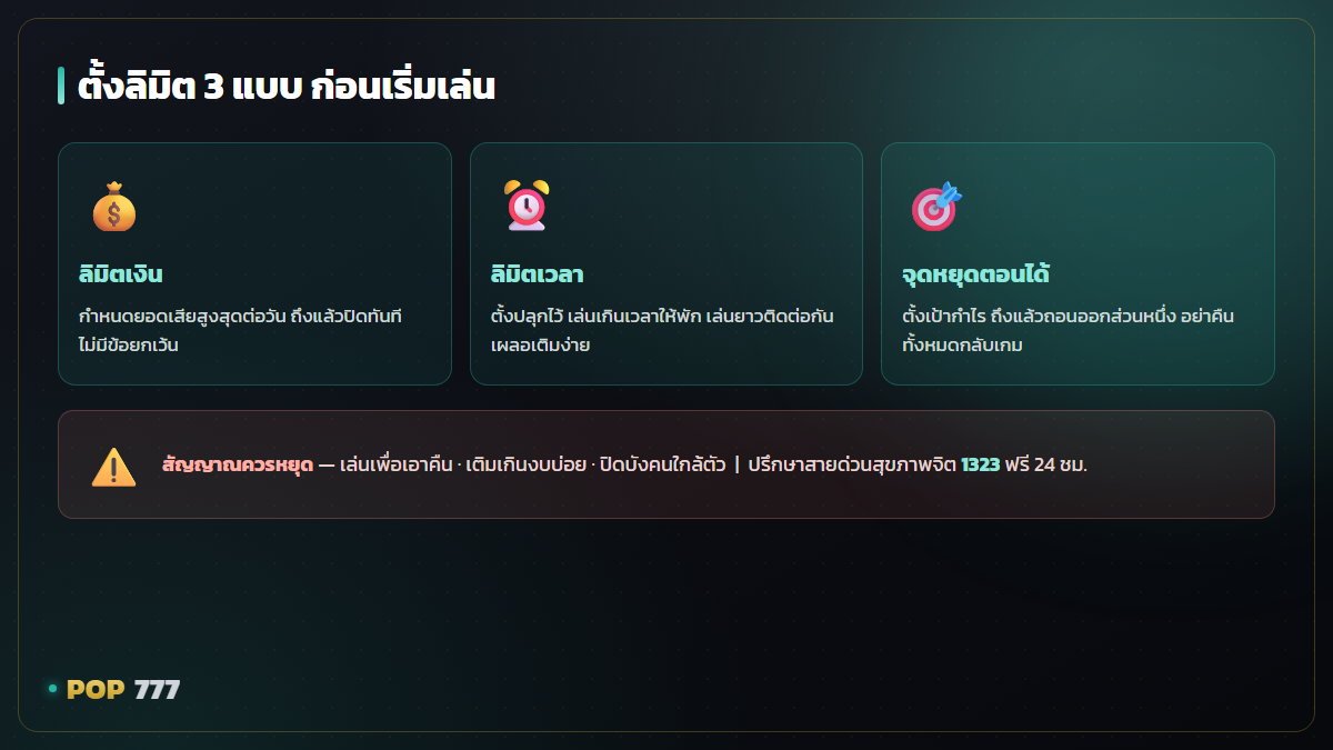 เล่นสล็อตอย่างมีสติ ตั้งงบ ตั้งลิมิต และรู้ทันสัญญาณที่ควรหยุด อินโฟกราฟิก