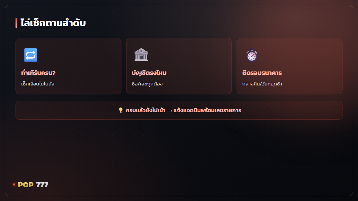 ถอนเงินไม่เข้า ทำยังไงดี รวมสาเหตุที่พบบ่อยและวิธีแก้ทีละขั้น อินโฟกราฟิก